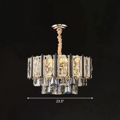 Modern chrome beveled crystal chandelier living room pendant light by Decorbites, 23.5-in wide on Tampa Home & Garden Store
