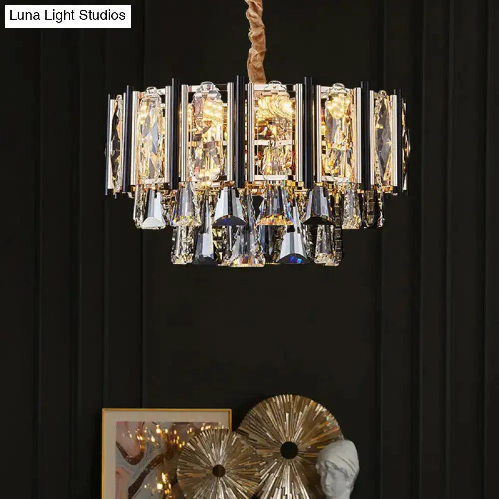 Decorbites modern chrome beveled crystal chandelier living room pendant light on Tampa Home & Garden Store