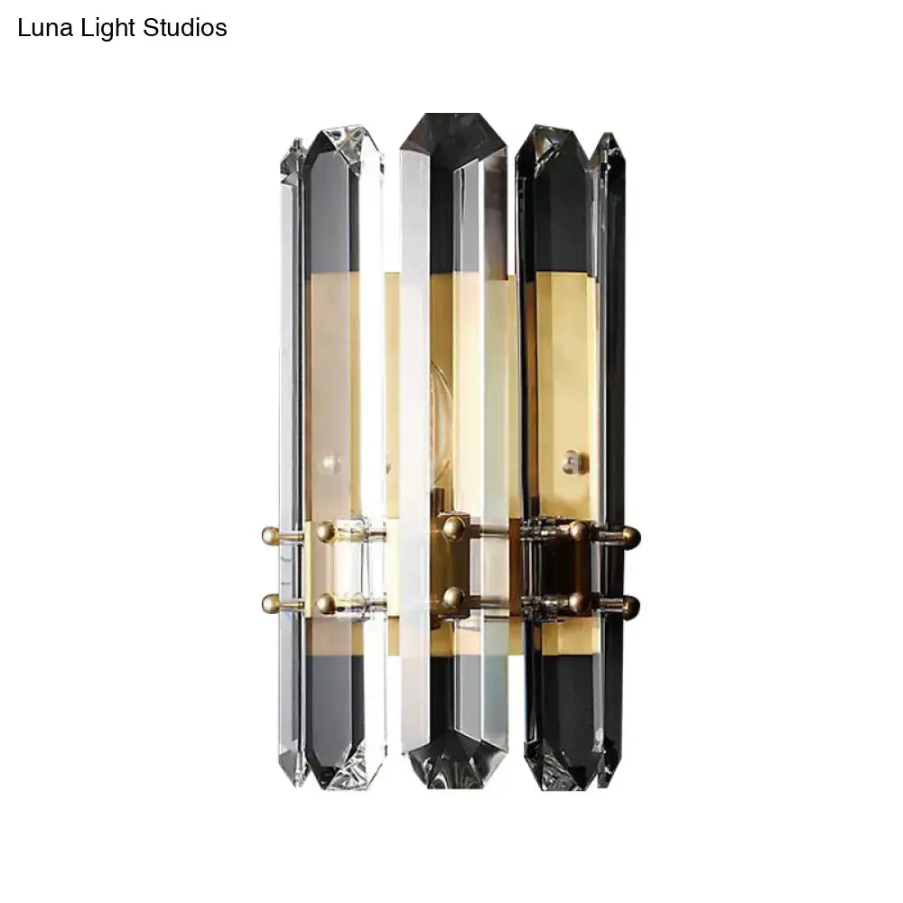 Crystal Chrome Wall Sconce with faceted crystal prisms and brass accents by Decorbites on Tampa Home & Garden Store