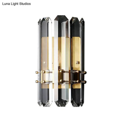 Crystal Chrome Wall Sconce with faceted crystal prisms and brass accents by Decorbites on Tampa Home & Garden Store