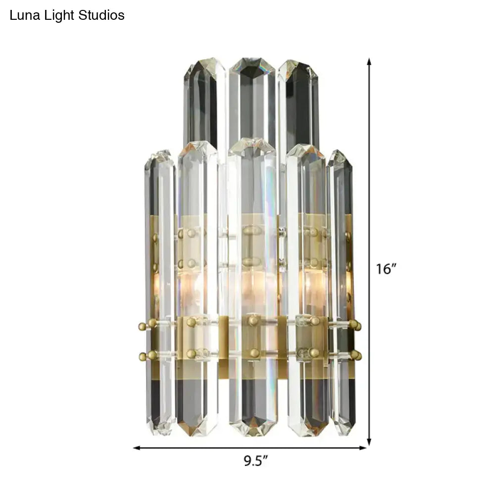 Crystal Chrome Wall Sconce with crystal prisms and brass hardware 16in tall 9.5in wide on Tampa Home & Garden Store