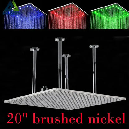 Square 20 in LED rainfall shower head in chrome and brushed nickel by Decorbites on Tampa Home & Garden Store