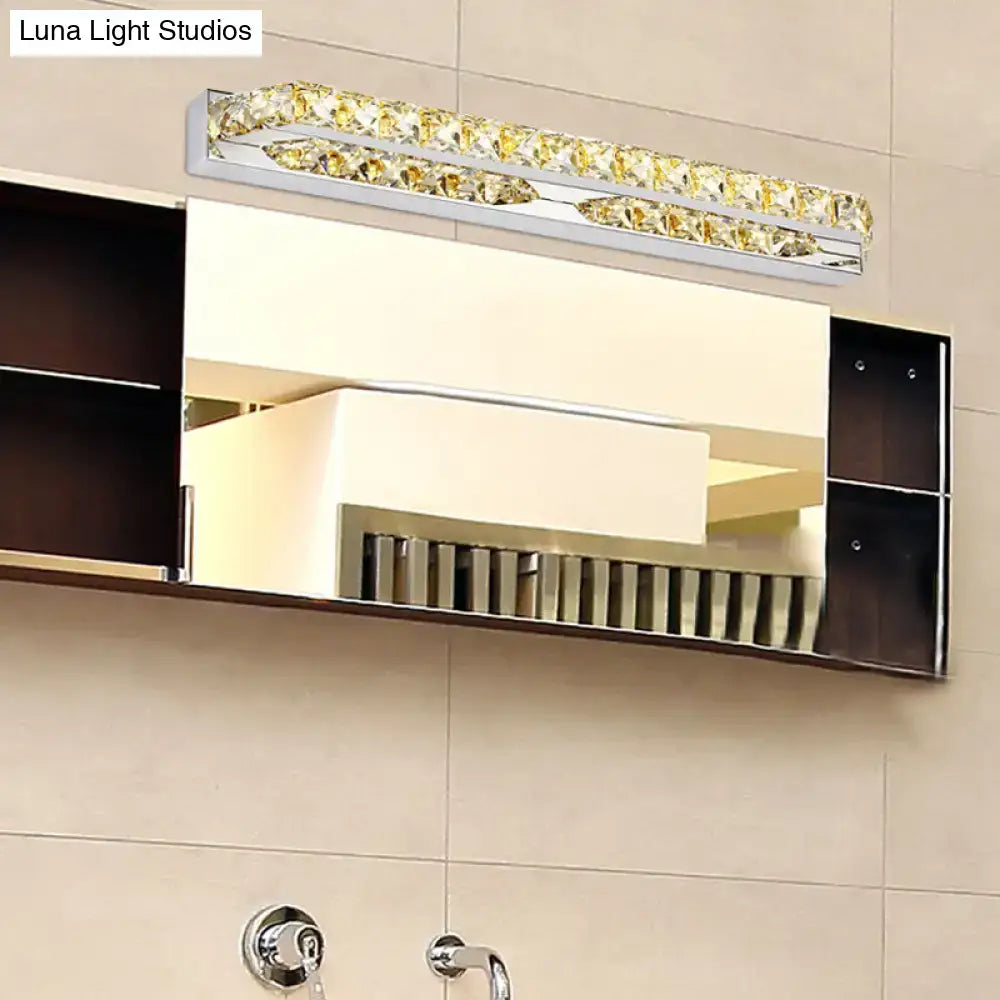 Modern chrome amber crystal LED vanity light sconce for bathroom by Decorbites on Tampa Home & Garden Store