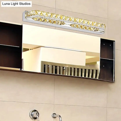 Modern chrome amber crystal LED vanity light sconce for bathroom by Decorbites on Tampa Home & Garden Store