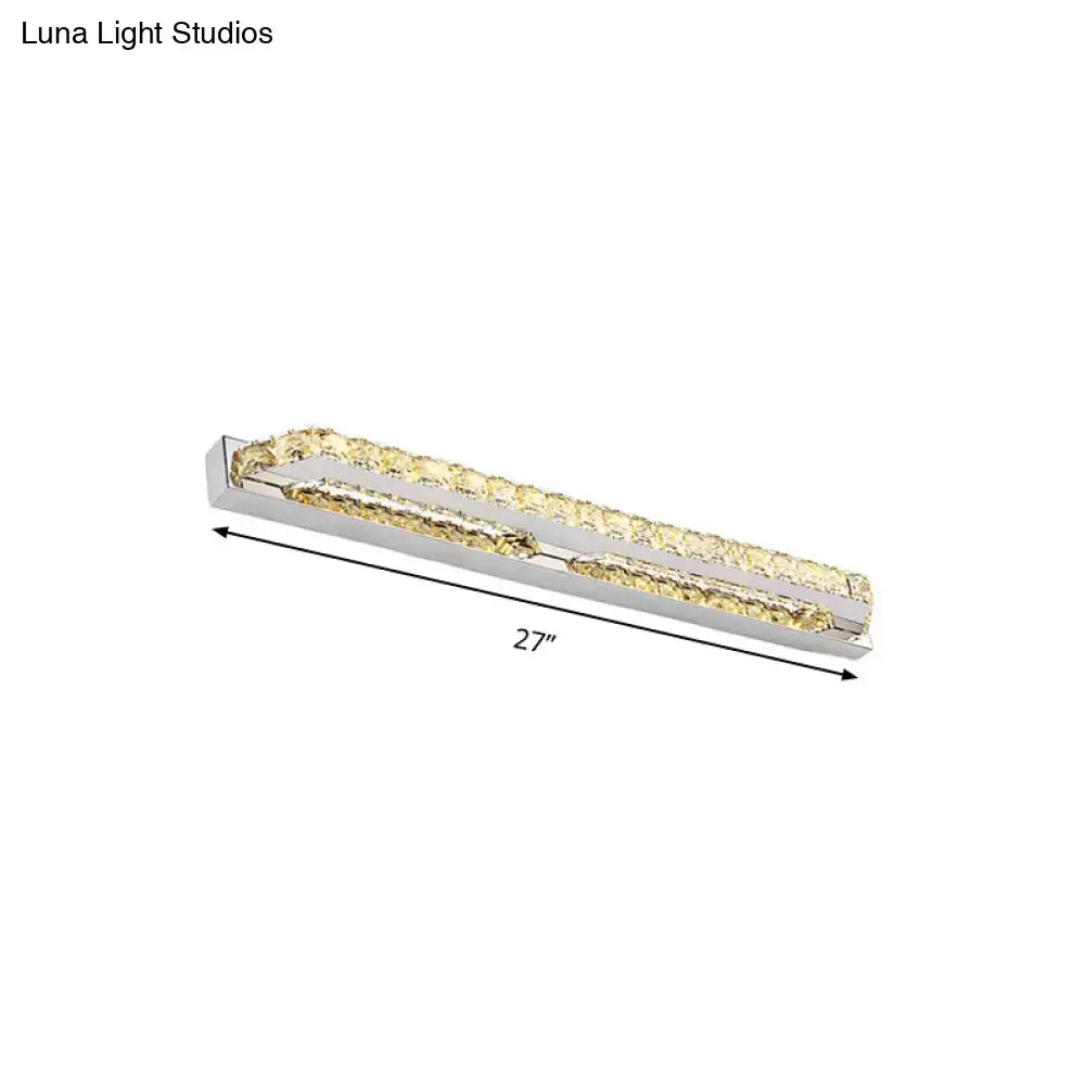 Modern chrome LED bathroom vanity light sconce with clear amber crystals, 27-inch bar on Tampa Home & Garden Store