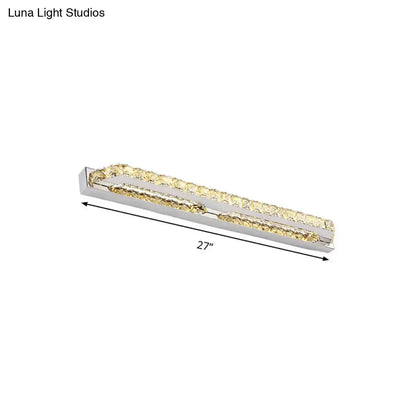 Modern chrome LED bathroom vanity light sconce with clear amber crystals, 27-inch bar on Tampa Home & Garden Store