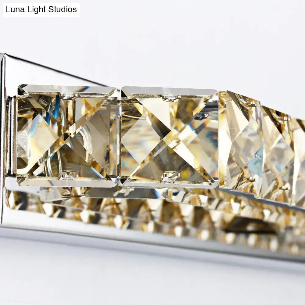 Modern chrome clear amber crystal LED vanity light sconce by Decorbites for bathroom on Tampa Home & Garden Store