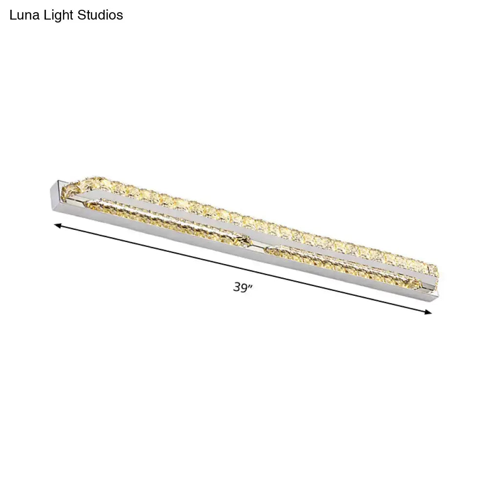Modern chrome amber crystal LED vanity light bathroom sconce, 39-inch linear, Decorbites on Tampa Home & Garden Store