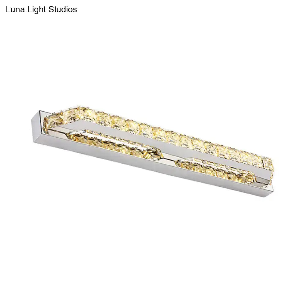 Modern chrome LED vanity light with clear amber crystal accents bathroom sconce on Tampa Home & Garden Store