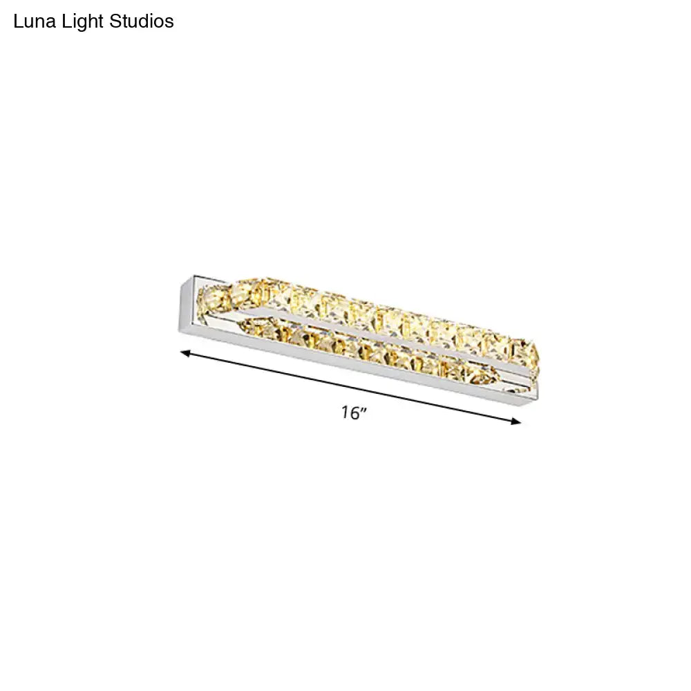 Modern chrome clear amber crystal LED vanity light bathroom sconce by Decorbites, 16 inch on Tampa Home & Garden Store