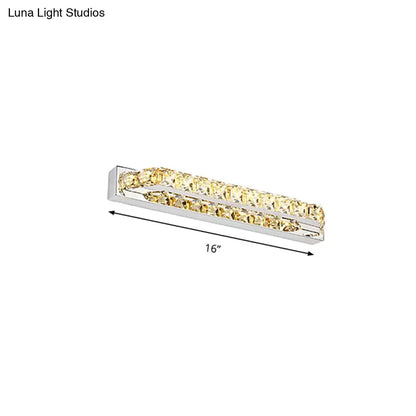 Modern chrome clear amber crystal LED vanity light bathroom sconce by Decorbites, 16 inch on Tampa Home & Garden Store