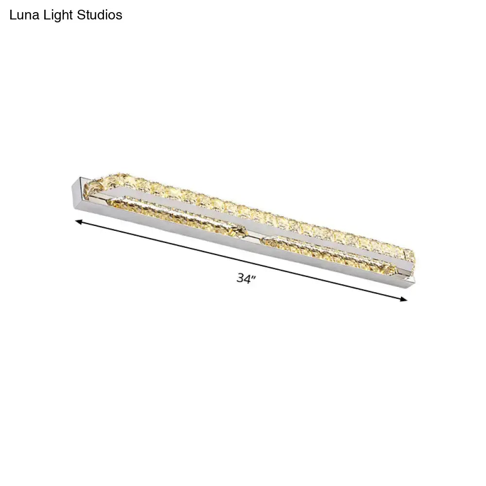 Modern chrome amber crystal LED vanity light bar sconce by Decorbites, 34-inch long on Tampa Home & Garden Store
