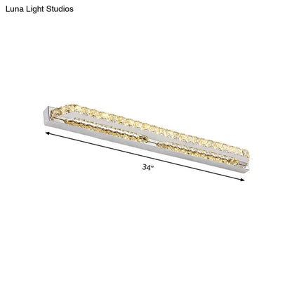Modern chrome amber crystal LED vanity light bar sconce by Decorbites, 34-inch long on Tampa Home & Garden Store