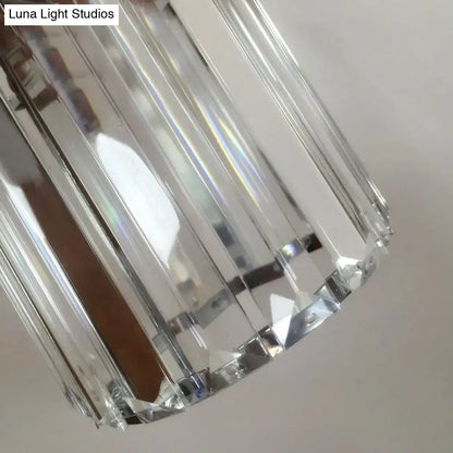 Chrome Crystal Drum Sconce with faceted prism crystals and chrome frame on Tampa Home & Garden Store