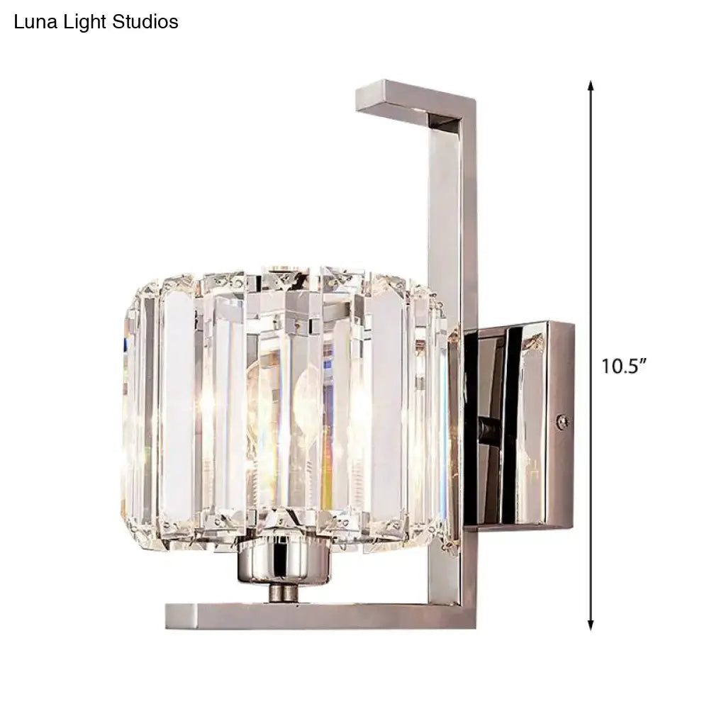 Chrome Crystal Drum Sconce by Decorbites; crystal drum shade with chrome frame, 10.5 in on Tampa Home & Garden Store