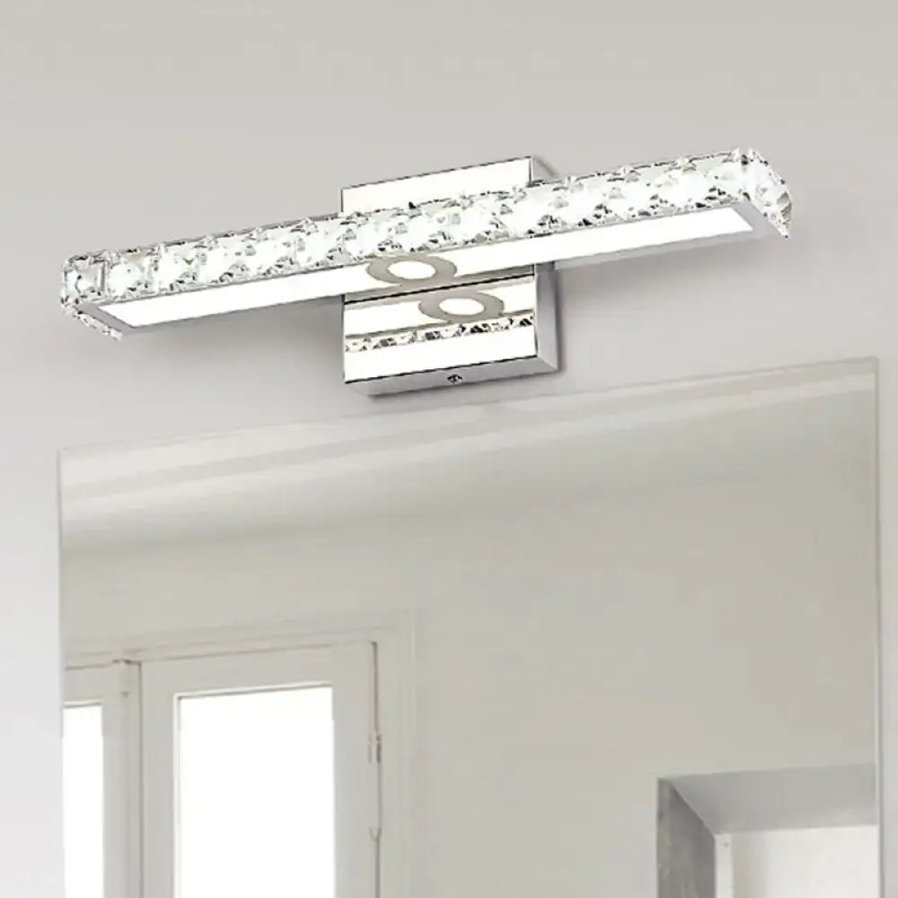 Chrome Crystal LED Bathroom Light bar with crystal prisms, Decorbites chrome vanity fixture on Tampa Home & Garden Store