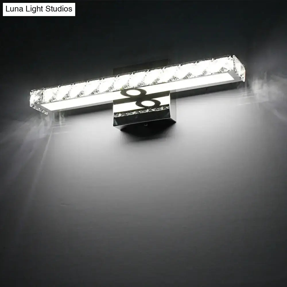 Chrome Crystal LED Bathroom Light, chrome finish with crystal prisms, wall-mounted on Tampa Home & Garden Store