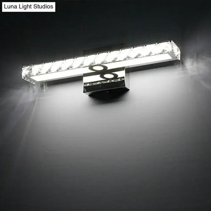 Chrome Crystal LED Bathroom Light, chrome finish with crystal prisms, wall-mounted on Tampa Home & Garden Store