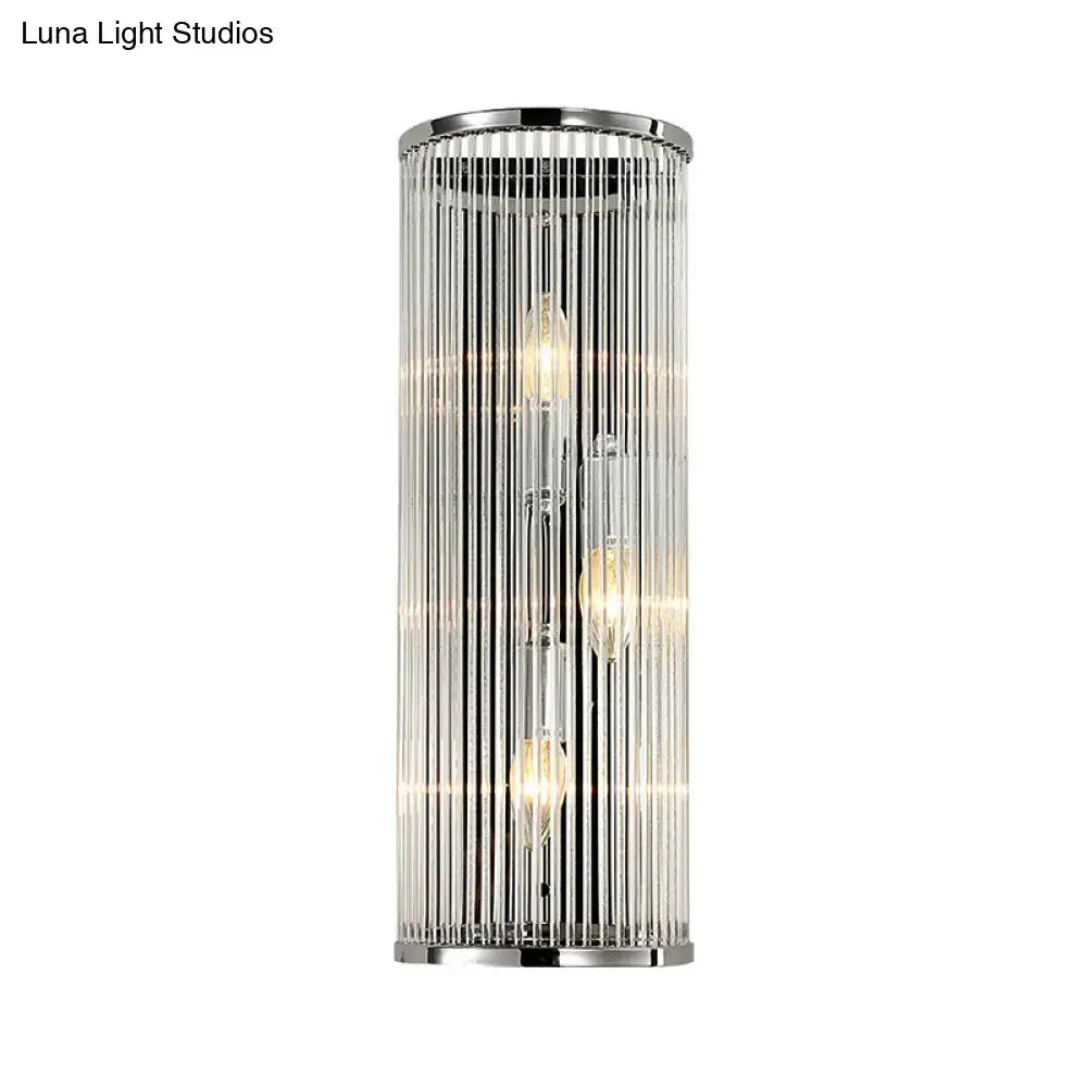Chrome crystal shade wall light with vertical glass prisms and multiple bulbs by Decorbites on Tampa Home & Garden Store