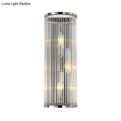 Chrome crystal shade wall light with vertical glass prisms and multiple bulbs by Decorbites on Tampa Home & Garden Store