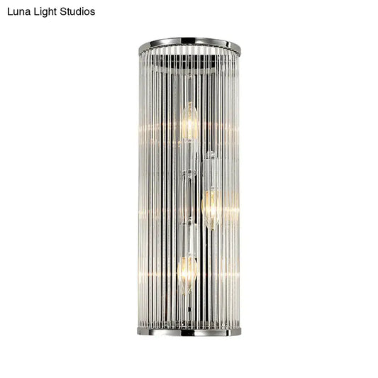 Chrome crystal shade wall light with vertical glass prisms and multiple bulbs by Decorbites on Tampa Home & Garden Store