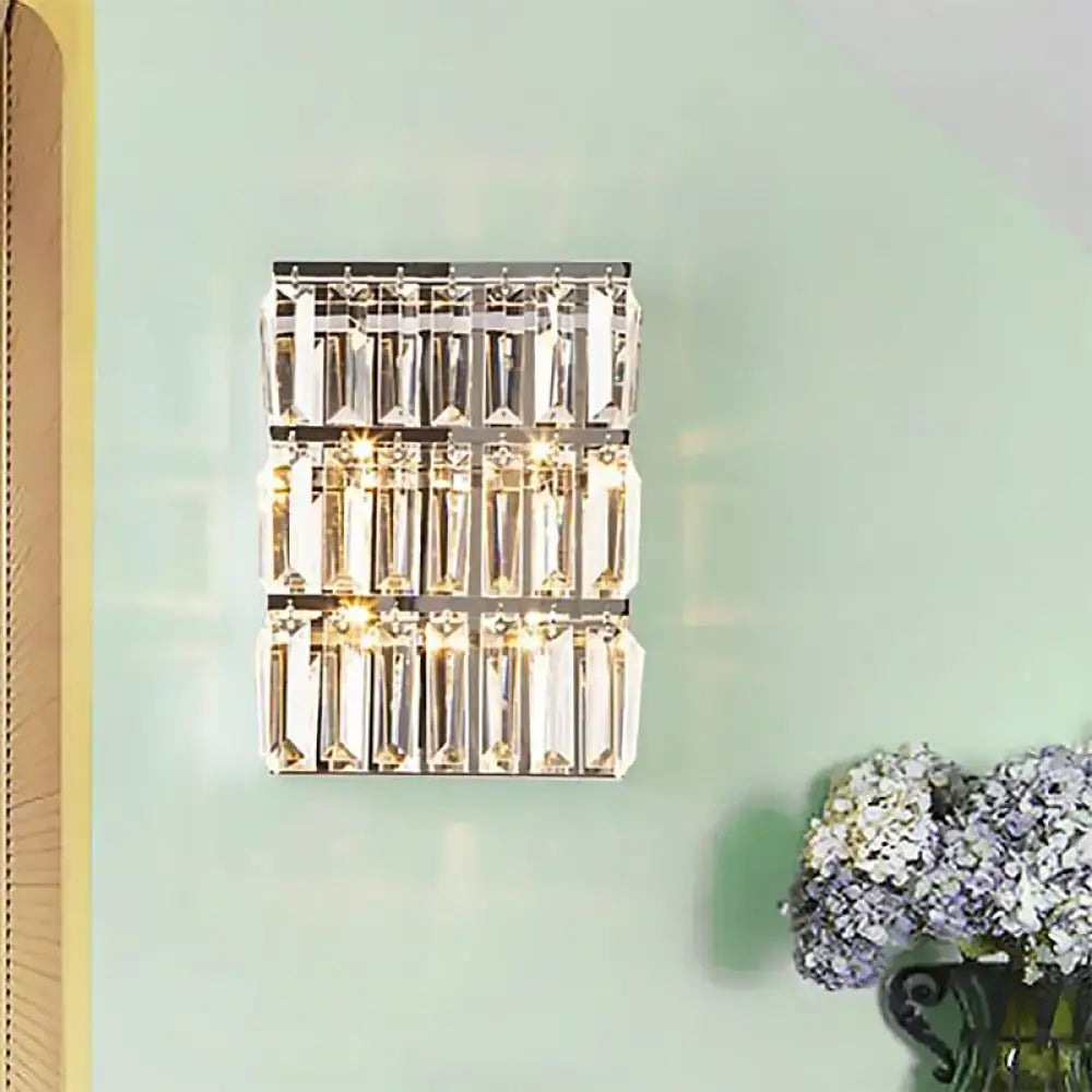 Chrome Crystal Rectangle Sconce by Decorbites, crystal prisms, wall-mount on Tampa Home & Garden Store