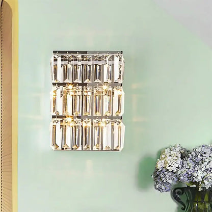 Chrome Crystal Rectangle Sconce by Decorbites, crystal prisms, wall-mount on Tampa Home & Garden Store