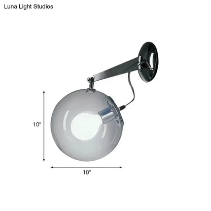 Modern chrome clear glass bubble wall sconce by Decorbites, 10in diameter for bedroom on Tampa Home & Garden Store