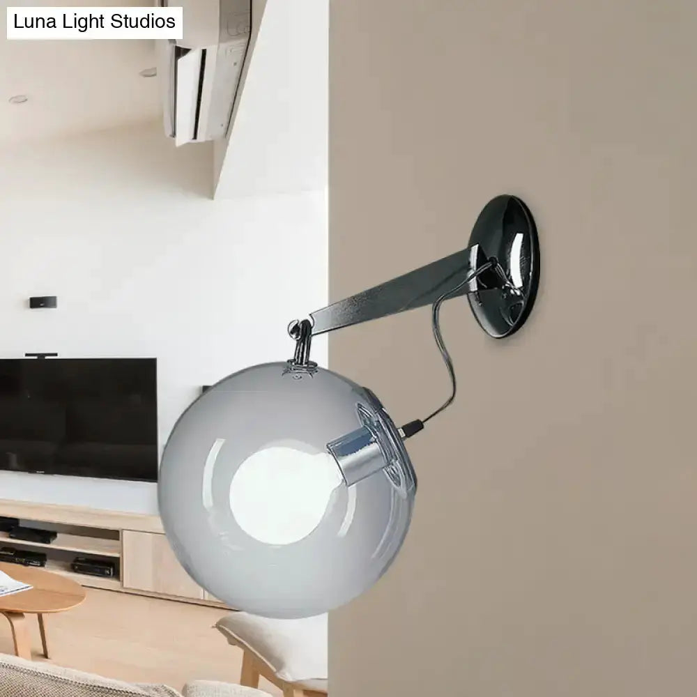 Modern chrome clear glass bubble wall sconce lamp with adjustable arm by Decorbites on Tampa Home & Garden Store