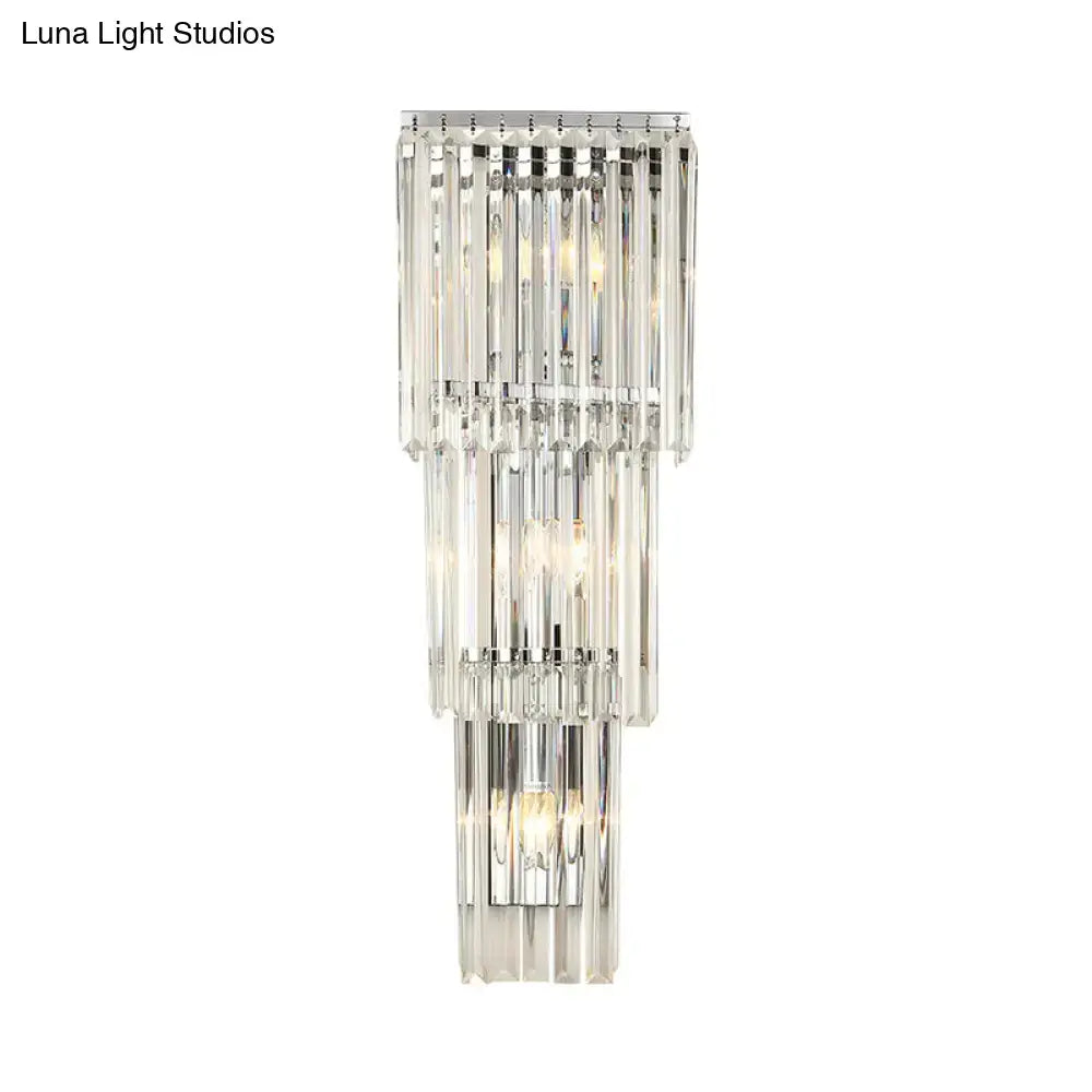 Chrome clear glass wall sconce by Decorbites with cascading prisms on Tampa Home & Garden Store