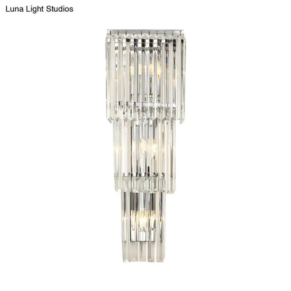 Chrome clear glass wall sconce by Decorbites with cascading prisms on Tampa Home & Garden Store