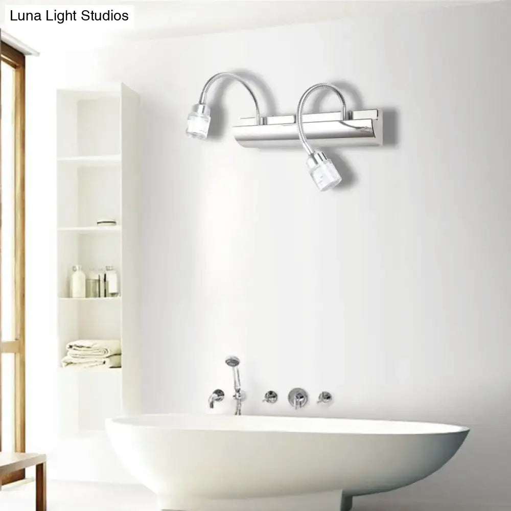 Chrome Crystal Cylinder Wall Sconce with dual gooseneck arms and crystal cylinder shades on Tampa Home & Garden Store