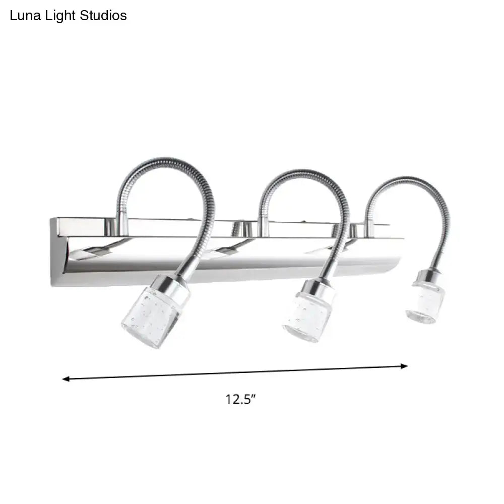Chrome crystal cylinder wall sconce with three gooseneck arms by Decorbites on Tampa Home & Garden Store