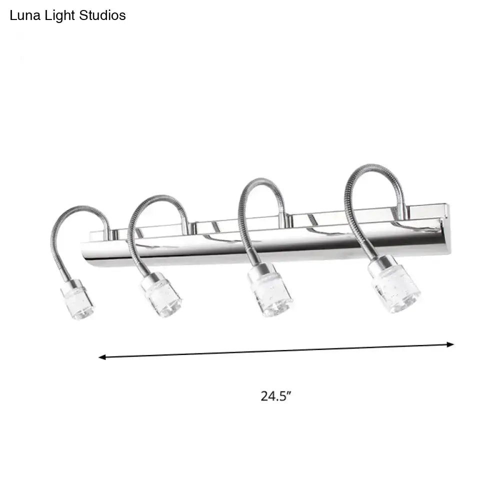 Chrome Crystal Cylinder Wall Sconce by Decorbites with four gooseneck lamps on Tampa Home & Garden Store