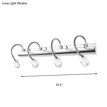 Chrome Crystal Cylinder Wall Sconce by Decorbites with four gooseneck lamps on Tampa Home & Garden Store
