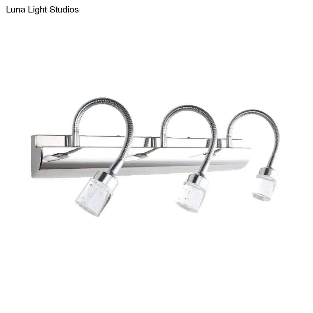 Chrome crystal cylinder wall sconce with gooseneck arms and glass cylinders Decorbites on Tampa Home & Garden Store