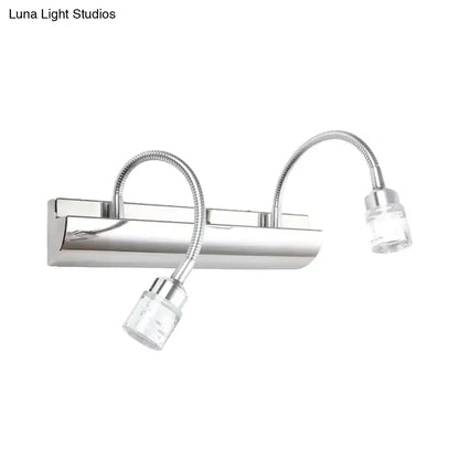 Chrome Crystal Cylinder Wall Sconce with dual gooseneck arms and crystal glass shades Decorbites on Tampa Home & Garden Store