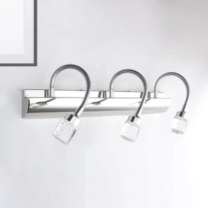 Chrome crystal cylinder wall sconce with three gooseneck arms and cube shades Decorbites on Tampa Home & Garden Store
