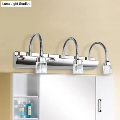 Chrome Crystal Cylinder Wall Sconce with 3 curved arms and clear glass shades on Tampa Home & Garden Store