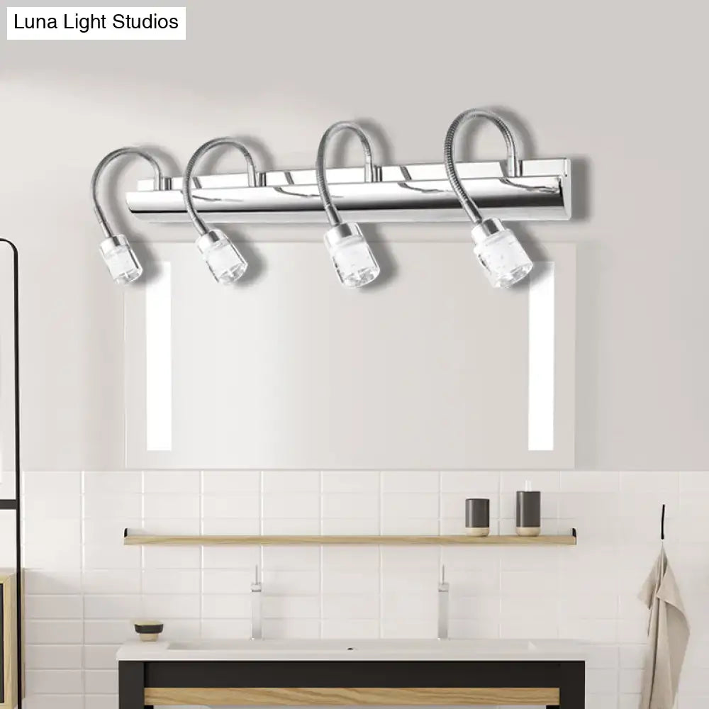 Chrome Crystal Cylinder Wall Sconce by Decorbites, four curved arms with crystal cylinder shades on Tampa Home & Garden Store