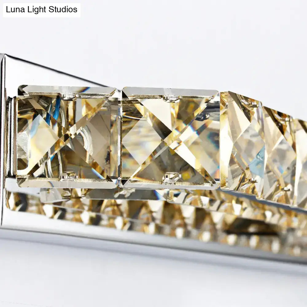Modern chrome crystal encrusted LED wall light fixture by Decorbites for bathroom on Tampa Home & Garden Store