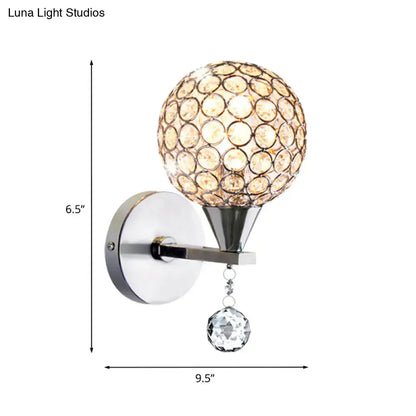 Chrome Crystal Encrusted Glass Sconce with mosaic globe and crystal pendant by Decorbites on Tampa Home & Garden Store