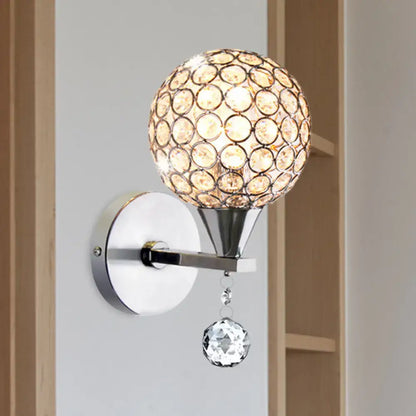 Chrome Crystal Encrusted Glass Sconce with chrome mount and crystal globe shade Decorbites on Tampa Home & Garden Store