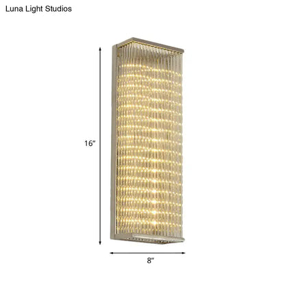 Chrome Crystal LED Wall Sconce by Decorbites, 16in tall x 8in wide with crystal strands on Tampa Home & Garden Store