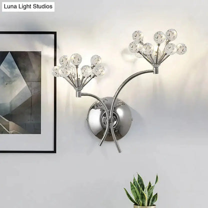 Modern chrome crystal orb wall sconce with dual arms by Decorbites on Tampa Home & Garden Store