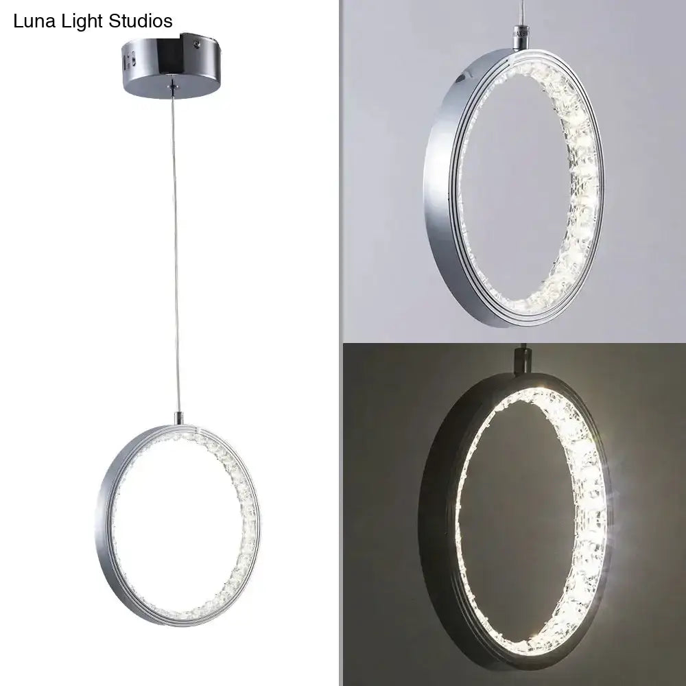 Pendant Lights: Chrome Crystal Rings Pendant by Decorbites with chrome ring and crystals on Tampa Home & Garden Store