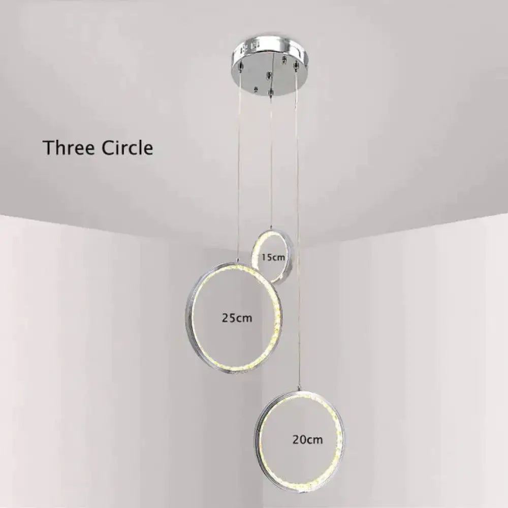 Chrome crystal rings pendant light by Decorbites with three hanging circular frames (25/20/15cm) on Tampa Home & Garden Store
