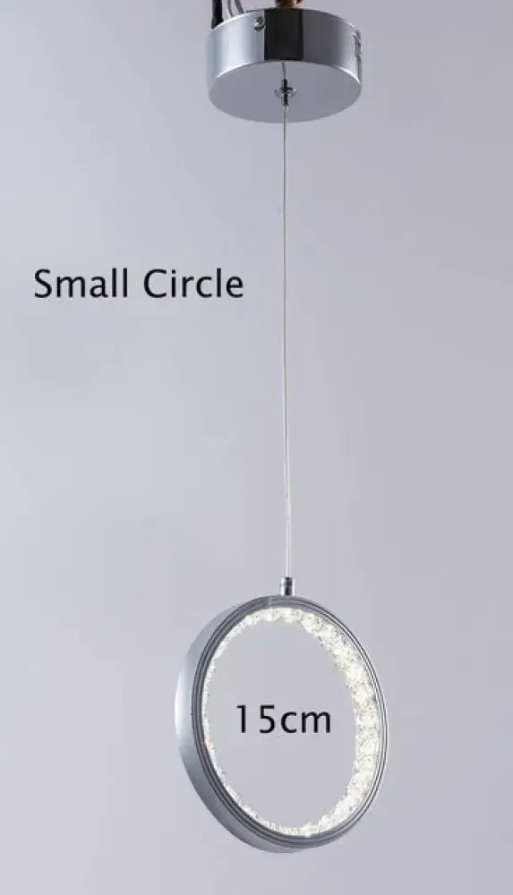 Chrome Crystal Rings Pendant light by Decorbites, circular chrome ring, 15 cm diameter on Tampa Home & Garden Store