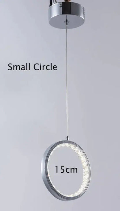 Chrome Crystal Rings Pendant light by Decorbites, circular chrome ring, 15 cm diameter on Tampa Home & Garden Store