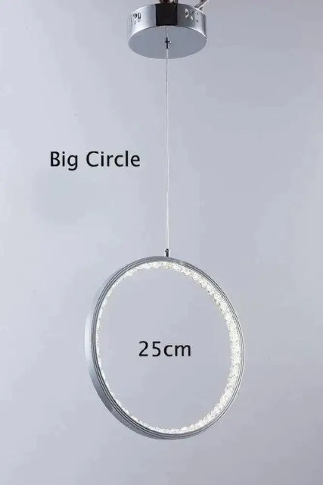 Chrome Crystal Rings Pendant Light by Decorbites, 25cm circular chrome frame with crystal ring on Tampa Home & Garden Store